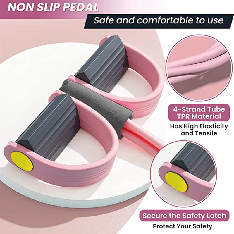 4-Tube Resistance Bands Set with Pedal Puller - Full Body Yoga & Fitness Training