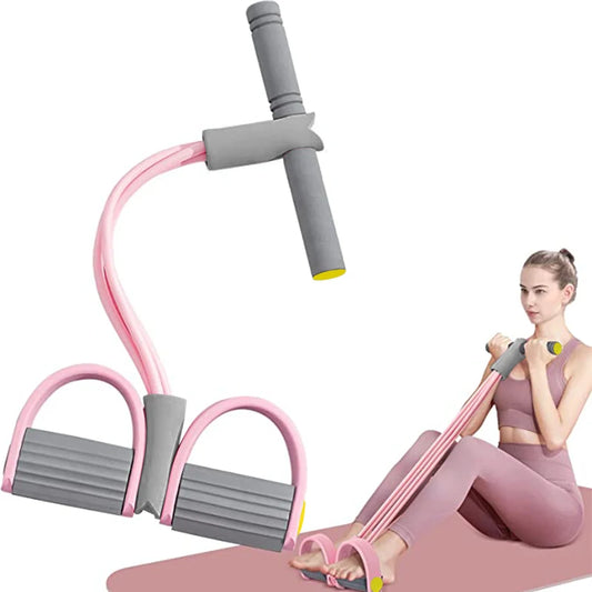 4-Tube Resistance Bands Set with Pedal Puller - Full Body Yoga & Fitness Training